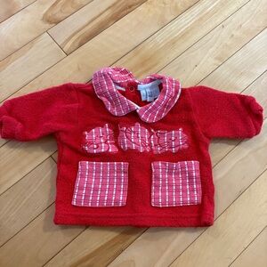 Vintage Carters Classic baby sweater Red Cats Embroidered  Newborn 0-1 months
